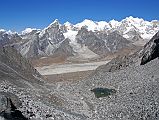 04 Lobuche and Cho Oyu From Kongma La Cho Oyu (8201m) pokes above the ridge with Lobuche below, seen from the top of the Kongma La between Lobuche and Dingboche.